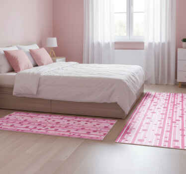 Bedroom vinyl rug with vertical pink and white dots - TenStickers