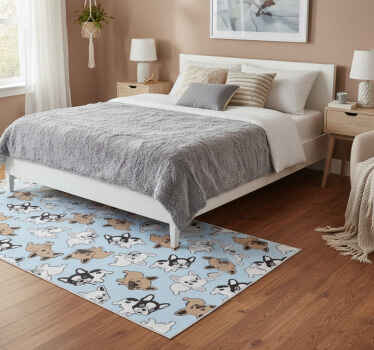 Bedroom vinyl rug with french bulldog design - TenStickers