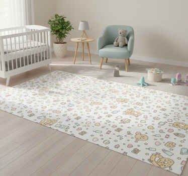 Cute babies face snacks bedroom vinyl rug - TenStickers