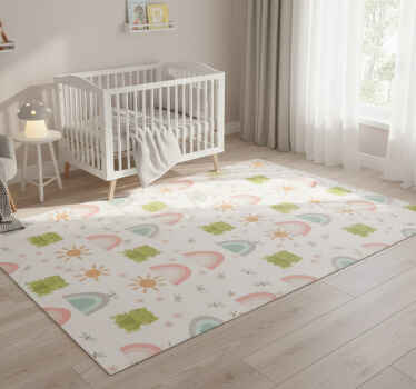 Cute design frog cartoon tropical bedroom vinyl rug - TenStickers