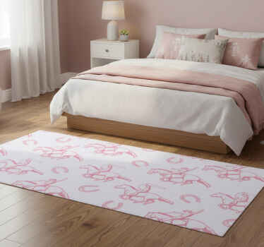 Bedroom vinyl rug with pink cowboy horse design - TenStickers