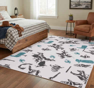 Bedroom vinyl rug with cowboy horse pattern - TenStickers