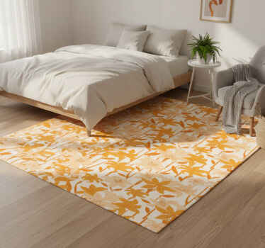 Bedroom vinyl rug with small cute orange flowers - TenStickers