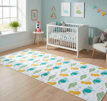 Bedroom vinyl rug with charming dinosaur design - TenStickers