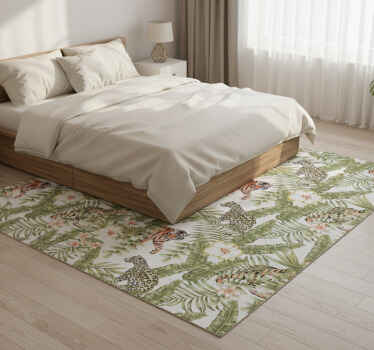 Bedroom vinyl rug with leopards and tropical leaves - TenStickers
