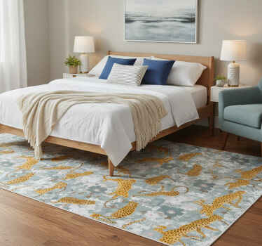 Bedroom vinyl rug with hand-drawn exotic animals - TenStickers