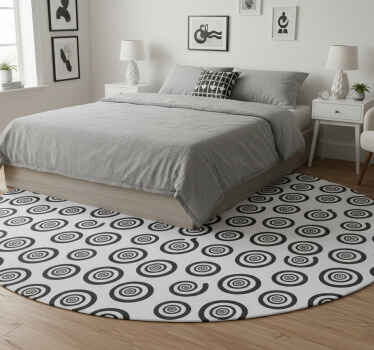 Bedroom vinyl rug in black and white spiral design - TenStickers