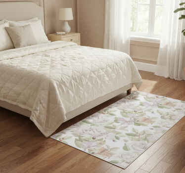 Bedroom vinyl rug with elegant floral design - TenStickers
