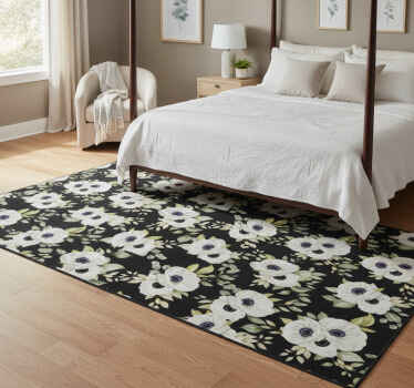 Bedroom vinyl rug with beautiful white rose pattern - TenStickers