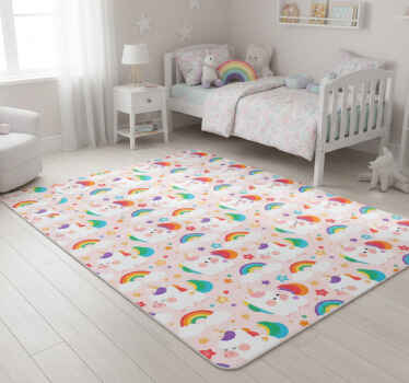 Bedroom vinyl rug with hand-drawn colorful horses - TenStickers