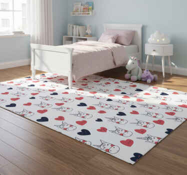 Bedroom vinyl rug with unicorns and hearts - TenStickers