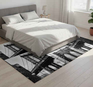 Bedroom vinyl rug brooklyn bridge collage - TenStickers