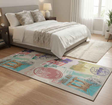 Old nyc collage bedroom vinyl rug - TenStickers