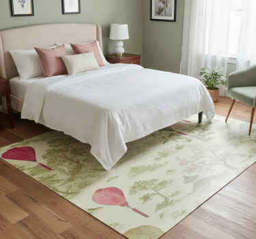 Oriental chinoiserie landscape bedroom vinyl rug - TenStickers