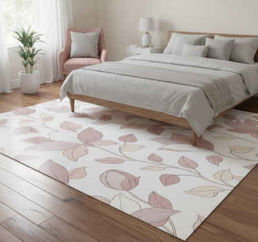 Pink floral bedroom vinyl rug - TenStickers
