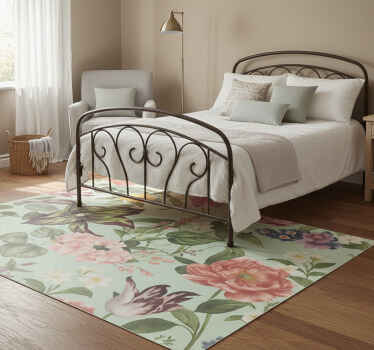 Colorful spring floral bedroom vinyl rug - TenStickers
