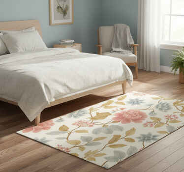 Romantic floral bedroom vinyl rug - TenStickers