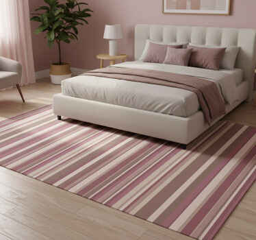 Stripped pink bedroom vinyl rug - TenStickers