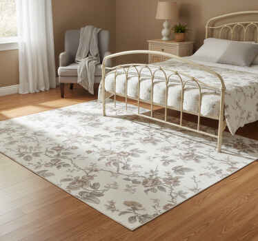 Vintage french floral bedroom vinyl rug - TenStickers