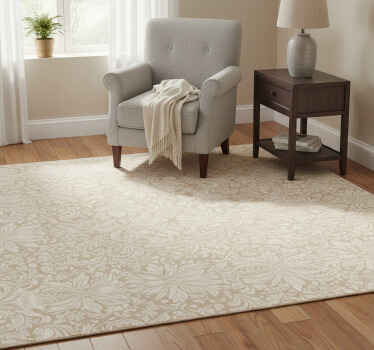 Bedroom vinyl rug classic beige floral design - TenStickers