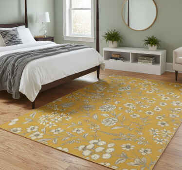 Bedroom vinyl rug with vintage floral design - TenStickers