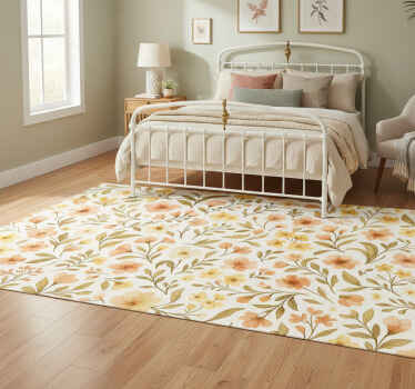 Vintage flowers floral bedroom vinyl rug - TenStickers