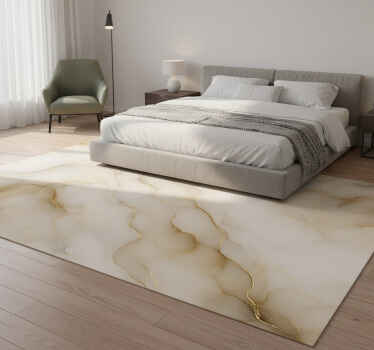 Bedroom vinyl rug in marble with gold - TenStickers