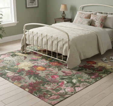 Bedroom vinyl rug vintage floral design - TenStickers