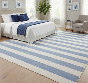 Bedroom vinyl rug blue and white stripes - TenStickers
