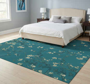 Dark blue tree design bedroom vinyl rug - TenStickers