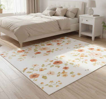 Bedroom vinyl rug simple white small flowers - TenStickers