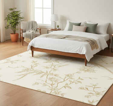 Bedroom vinyl rug with elegant floral design - TenStickers
