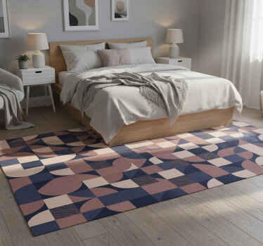 Bedroom vinyl rug abstract purple geometric design - TenStickers