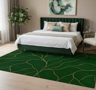 Bedroom vinyl rug in green and gold marble texture - TenStickers