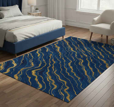 Bedroom vinyl rug blue and gold marble design - TenStickers