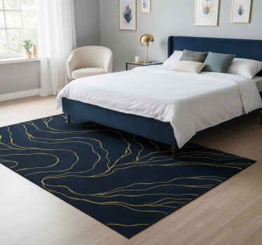 Bedroom vinyl rug in dark blue and gold marble - TenStickers