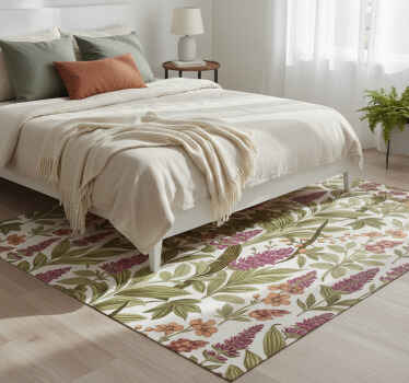 Colorful botanical pattern bedroom vinyl rug - TenStickers