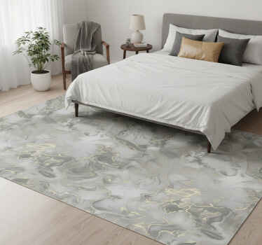 Grey liquid marble with metallic bedroom vinyl rug - TenStickers