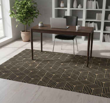 Geometric vinyl rug with golden geometric pattern - TenStickers
