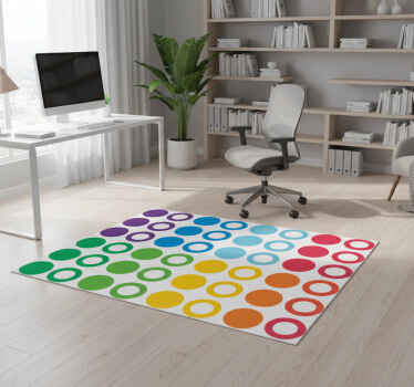 Geometric vinyl rug in rainbow color circles - TenStickers