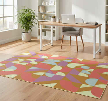Geometric vinyl rug in vintage hues - TenStickers