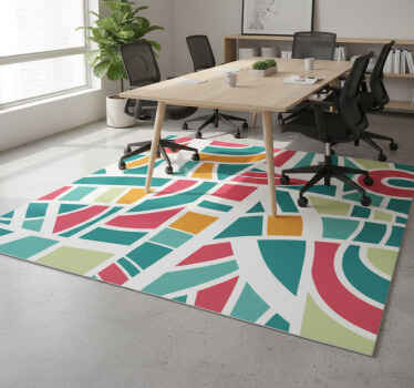 Geometric vinyl rug in multicolor tiles - TenStickers