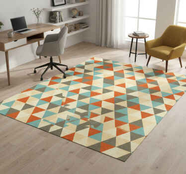 Geometric vinyl rug in colorful triangle pattern - TenStickers