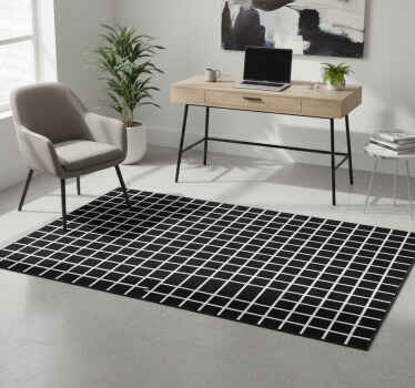 Geometric vinyl rug in gray square pattern - TenStickers