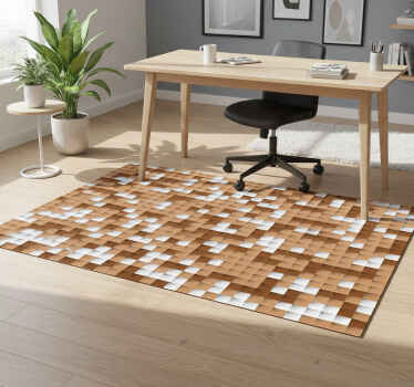 Geometric vinyl rug in brown squares - TenStickers
