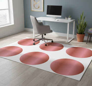 Geometric vinyl rug with rose gold polka dots - TenStickers
