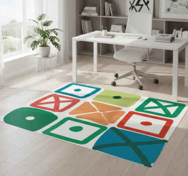 Geometric vinyl rug with various square patterns - TenStickers