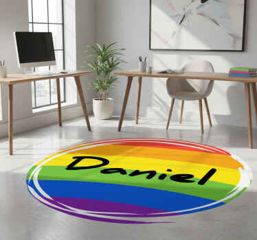 Geometric vinyl rug personalised rainbow circle - TenStickers
