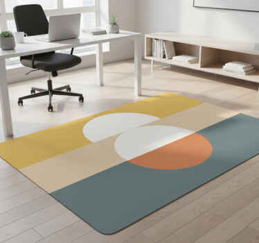 Geometric vinyl rug with abstract circle flag design - TenStickers