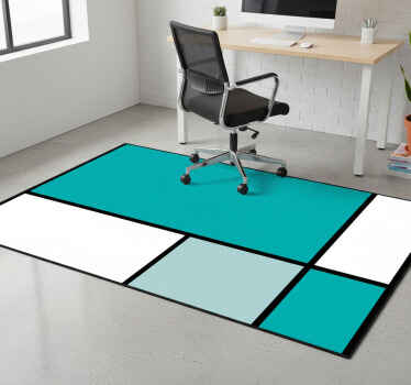 Green square color blocks geometric vinyl rug - TenStickers